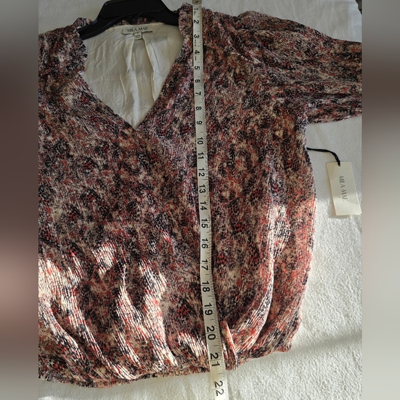 Mila Mae NWT Floral Wrap Blouse Romantic Puff Sleeve Top Boho Feminine S - Picture 4 of 10